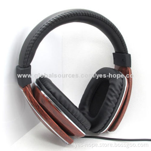 Real wooden stereo headband music headset